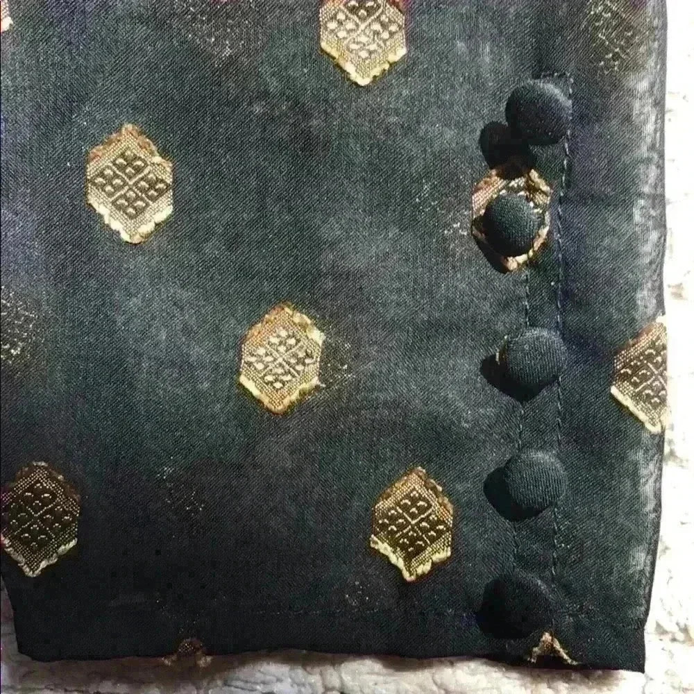 NWOT a sheer black and gold wrap blouse - Picture 3 of 6